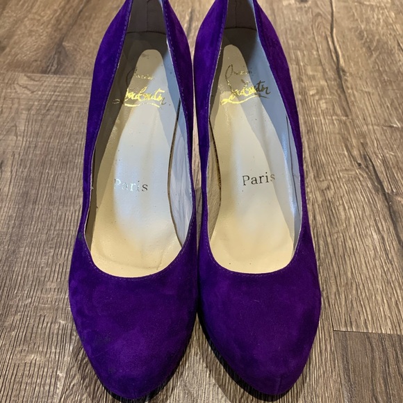Purple suede 100mm pumps